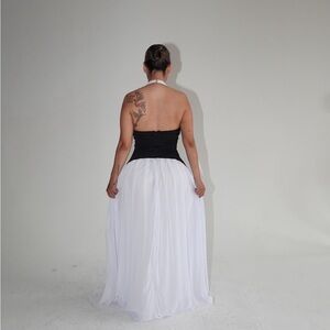 Elegant Black and White Strapless Gown